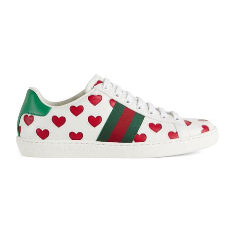 gucci ace pierced heart sneakers|gucci ace embroidered hearts.